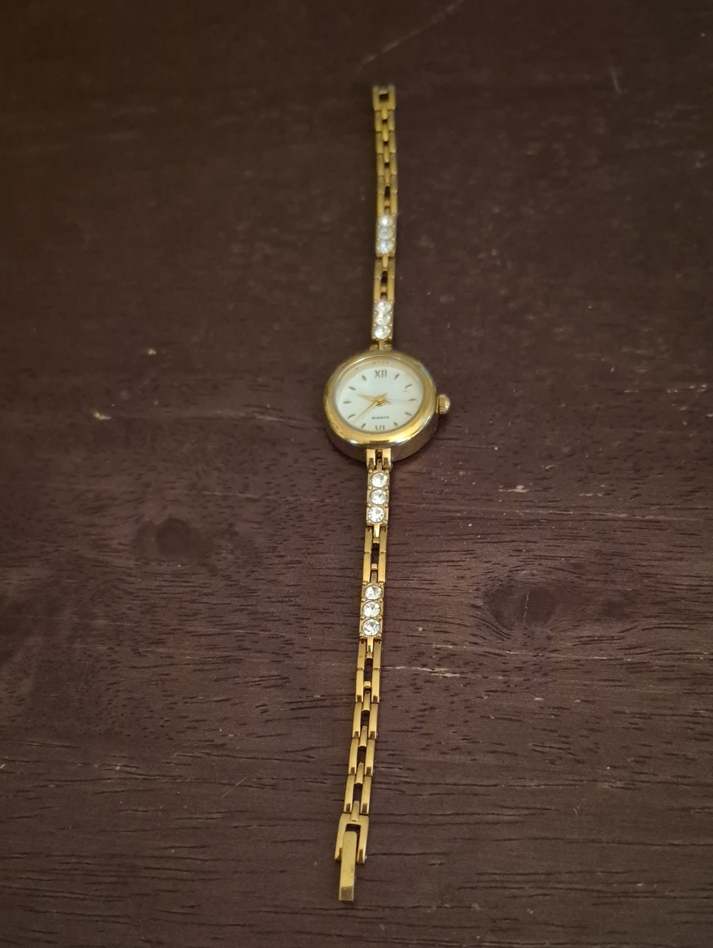 F47282-1/P womens Tennis bracelet quartz watch gold with white stones